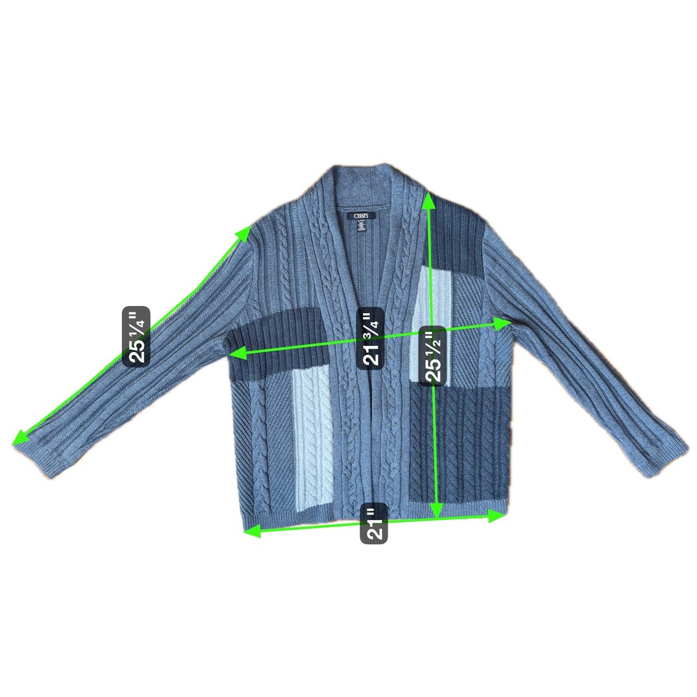 Patchwork Grandpacore Academia Cable Knit Cardigan Sweater XL Blue Gray Men's - Picture 3 of 8